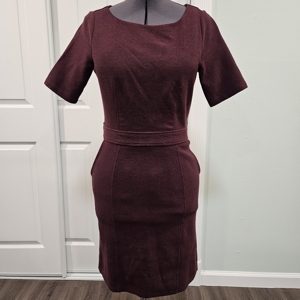 Loft Maroon Sheath Dress with Pockets size 0P